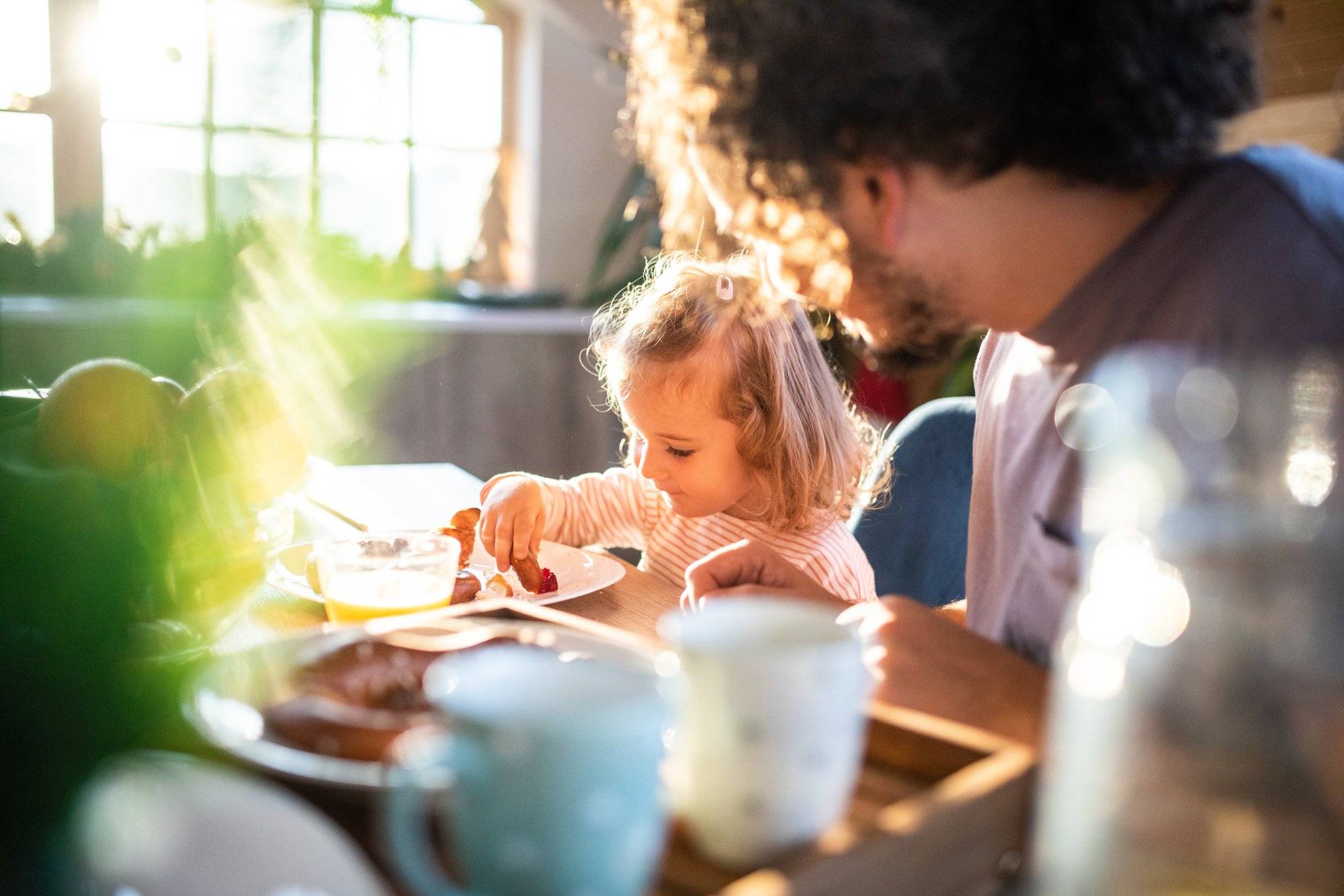 Enjoying a wholesome breakfast with dad